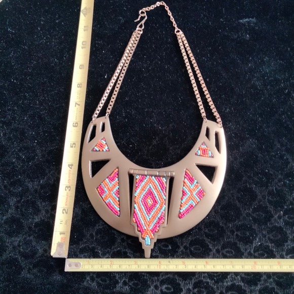 Iris Apfel & Bajalia Gold Toned Multicolored Beaded Bib Statement Necklace - Picture 4 of 9